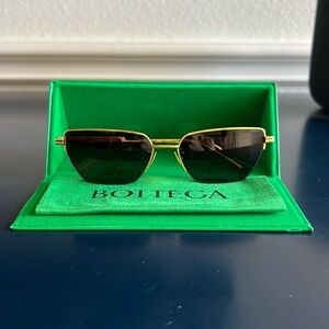 Bottega Veneta gold rectangular sunglasses